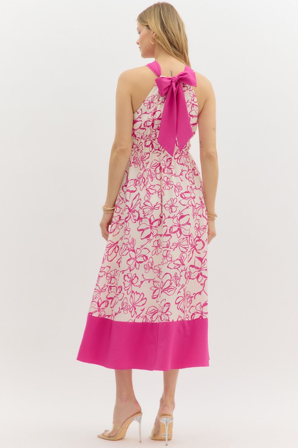 Magenta Floral Print Dress