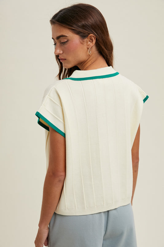 Cream - Green Sweater
