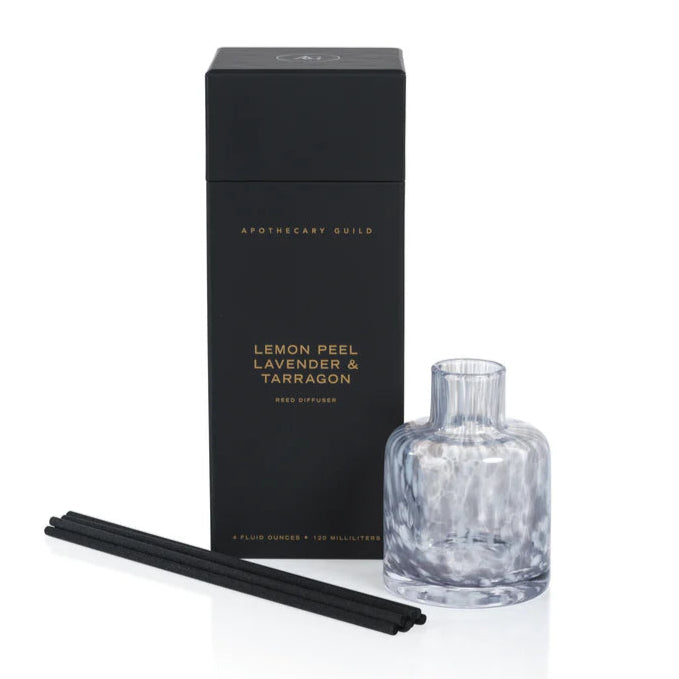 Zodax Apothecary Guild Opal Glass Reed Diffuser: Lemon Peel, Lavender & Tarragon