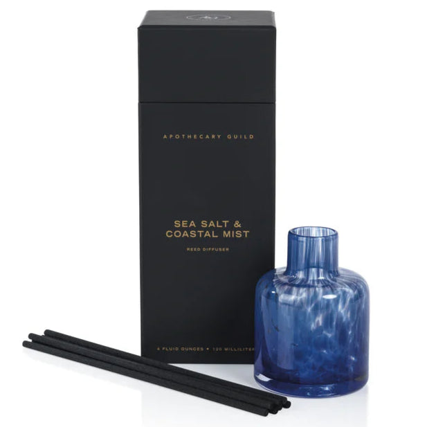 Zodax Apothecary Guild Opal Glass Reed Diffuser: Sea Salt & Coastal