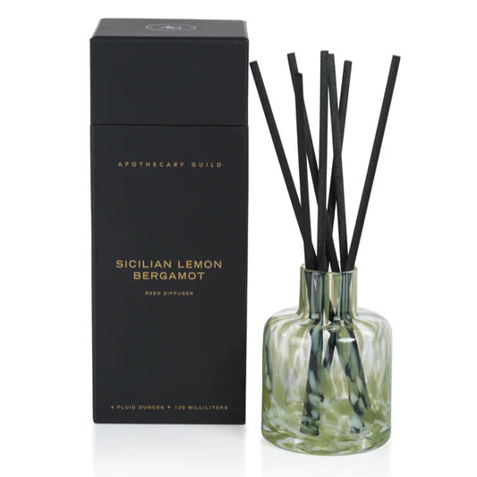 Zodax Apothecary Guild Opal Glass Reed Diffuser: Sicilian Lemon Bergamot