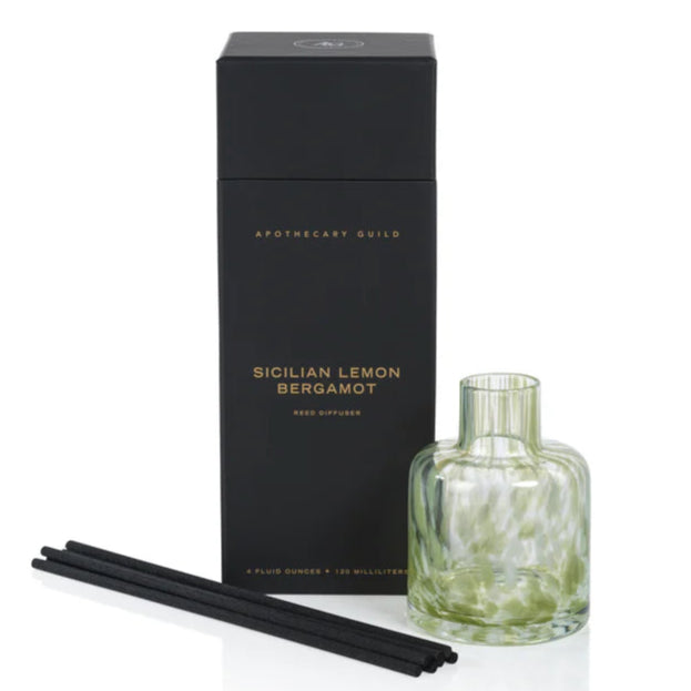 Zodax Apothecary Guild Opal Glass Reed Diffuser: Sicilian Lemon Bergamot