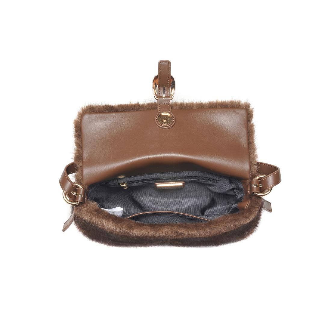 Gloria Faux Fur Crossbody: Chocolate