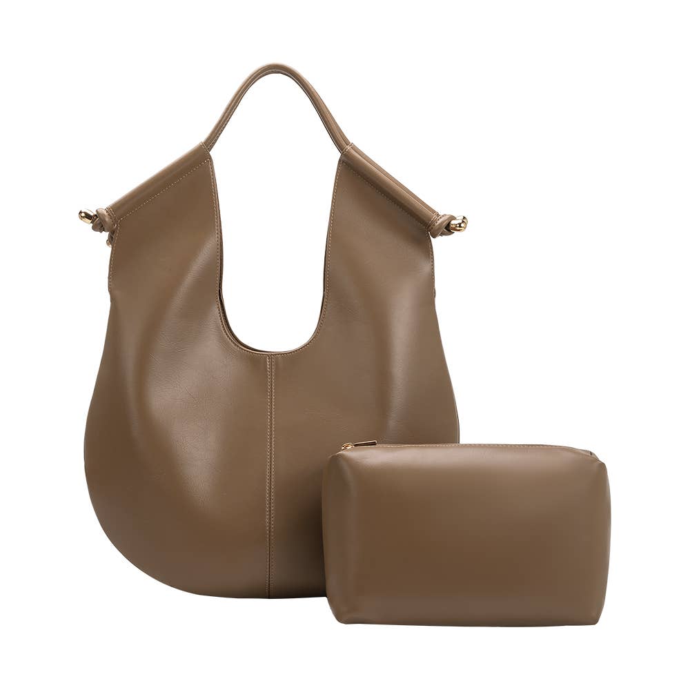Leather Mushroom Color Vegan Shoulder Bag