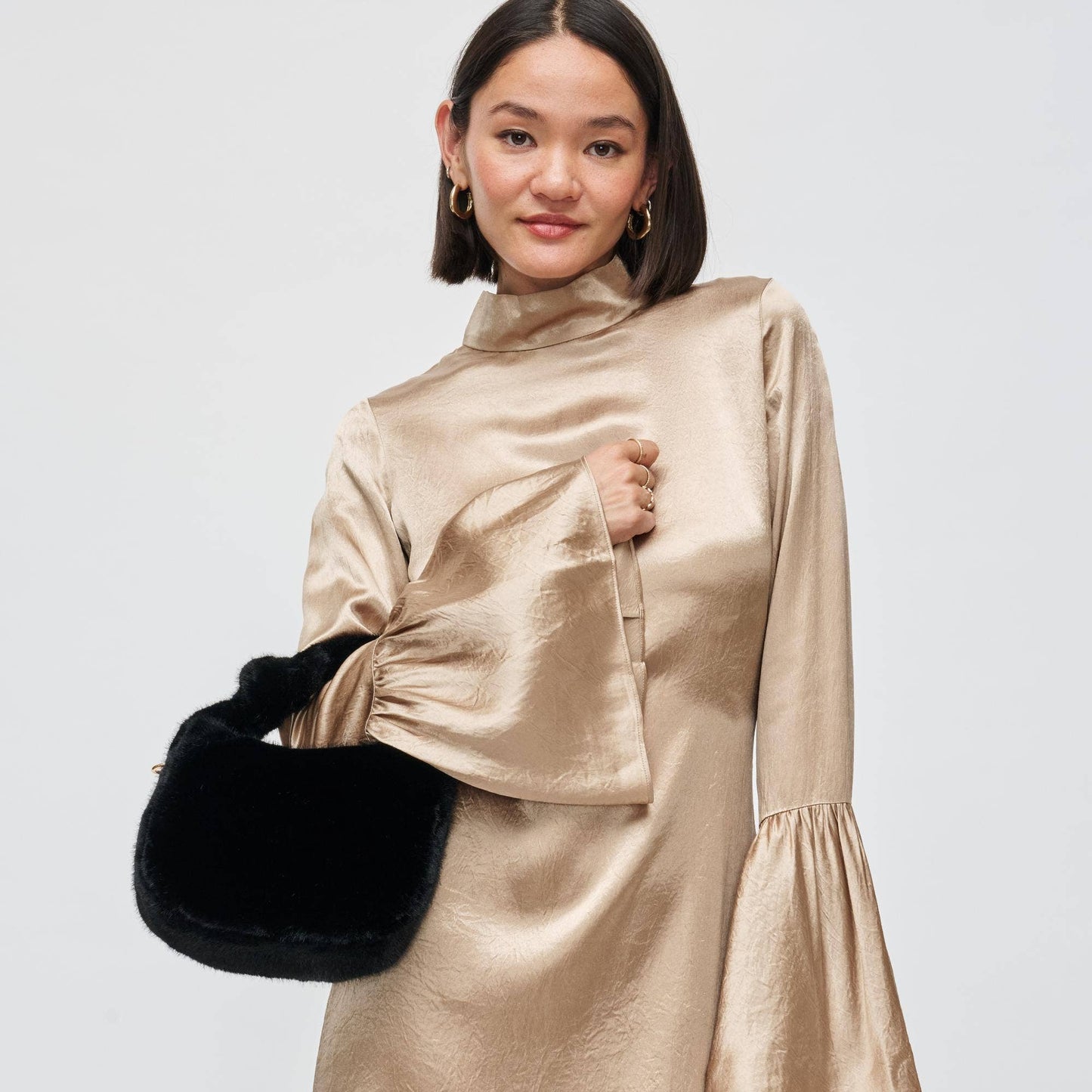 Faux Fur Crossbody: Chocolate