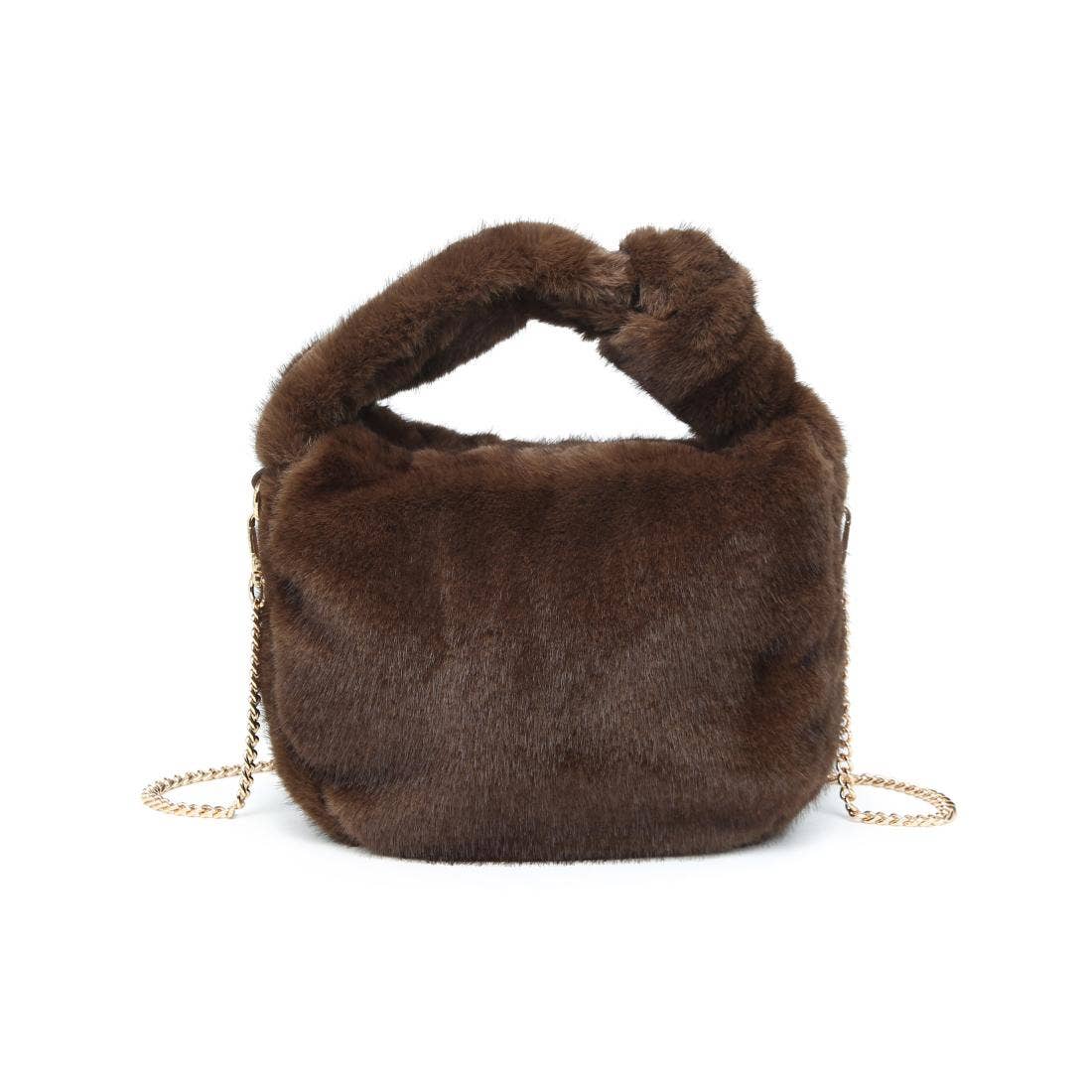 Faux Fur Crossbody: Chocolate