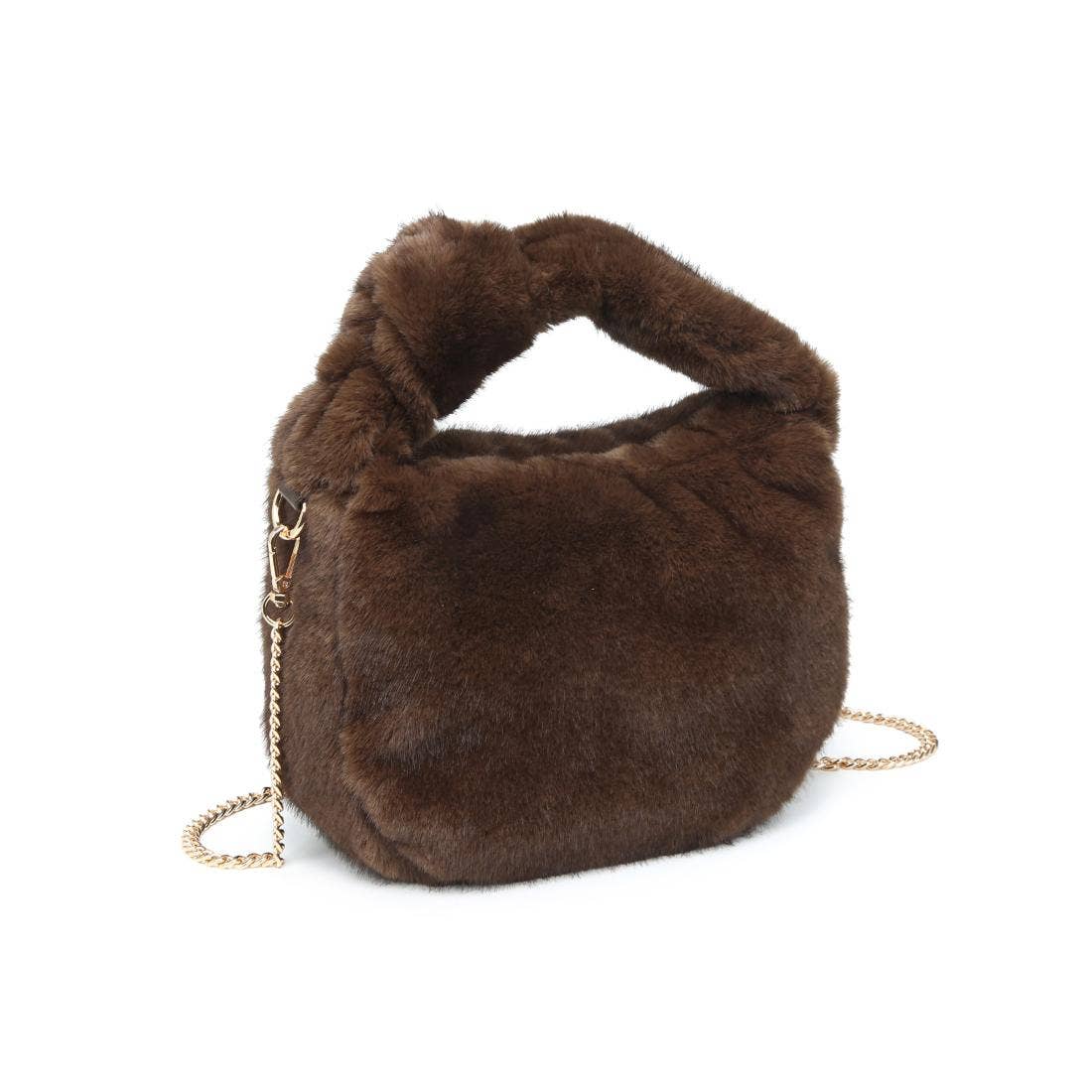 Faux Fur Crossbody: Chocolate