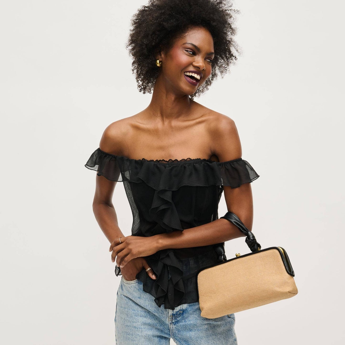 Julissa Clutch: Natural Black
