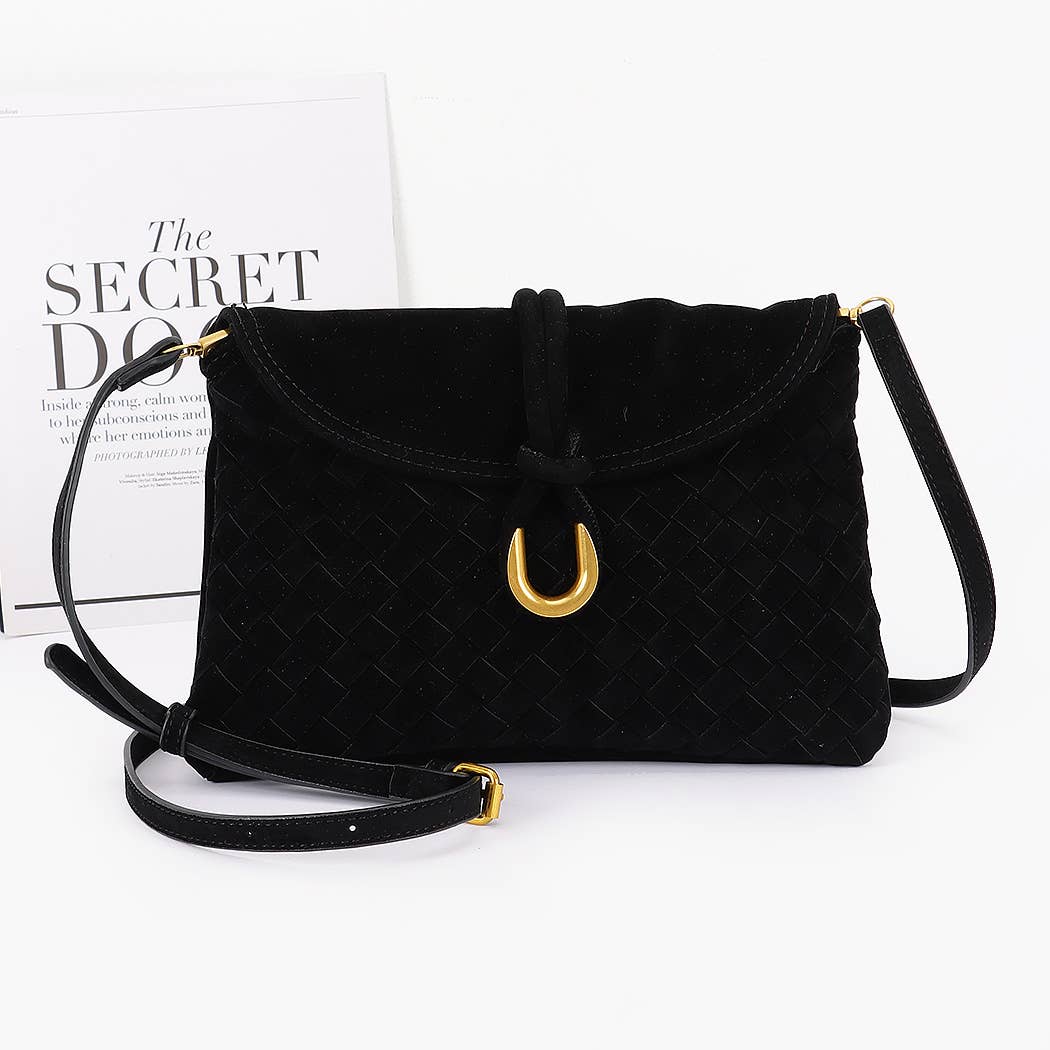 Sage Woven Suede Crossbody bag