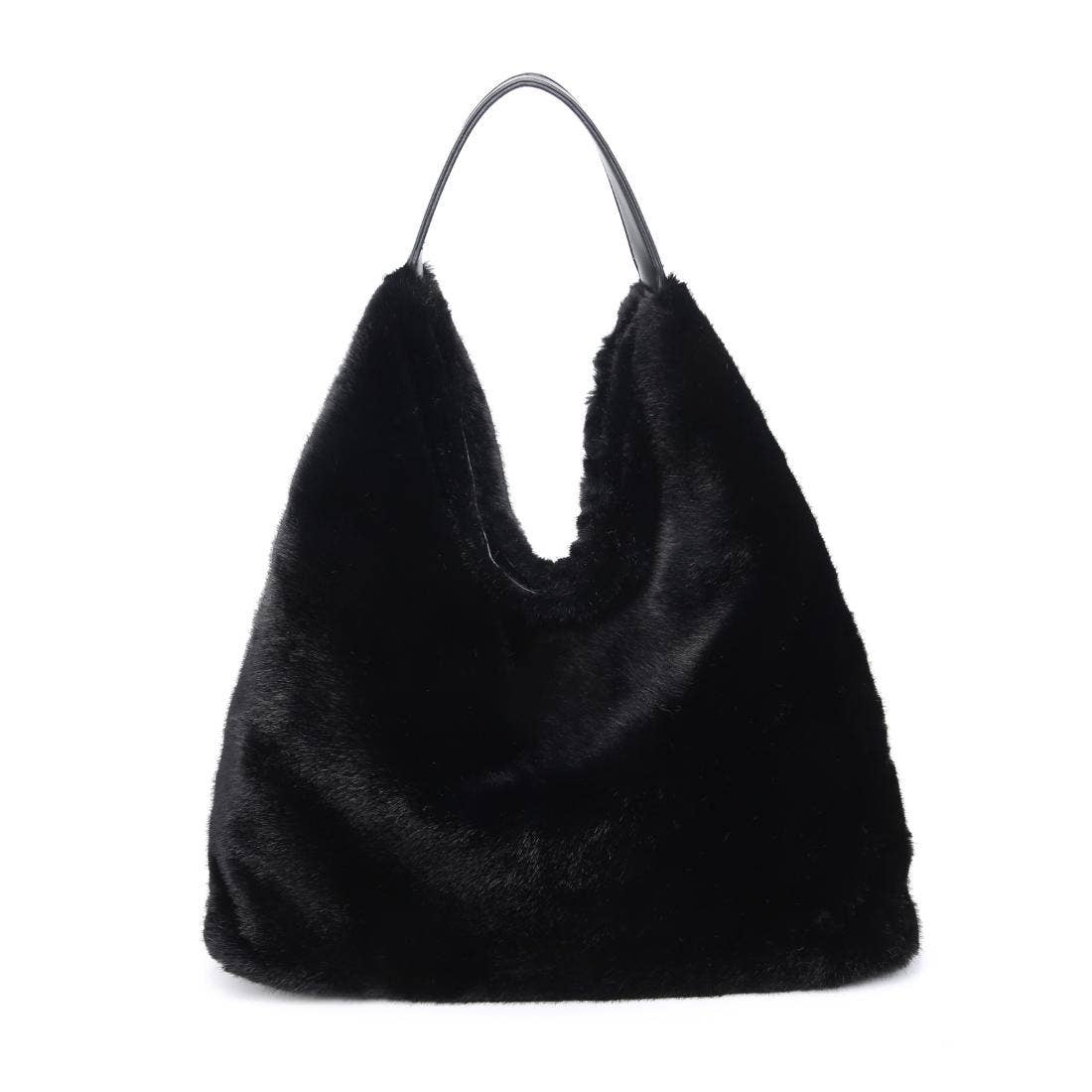 Chandler Large Hobo Faux Fur Hobo Bag: Black